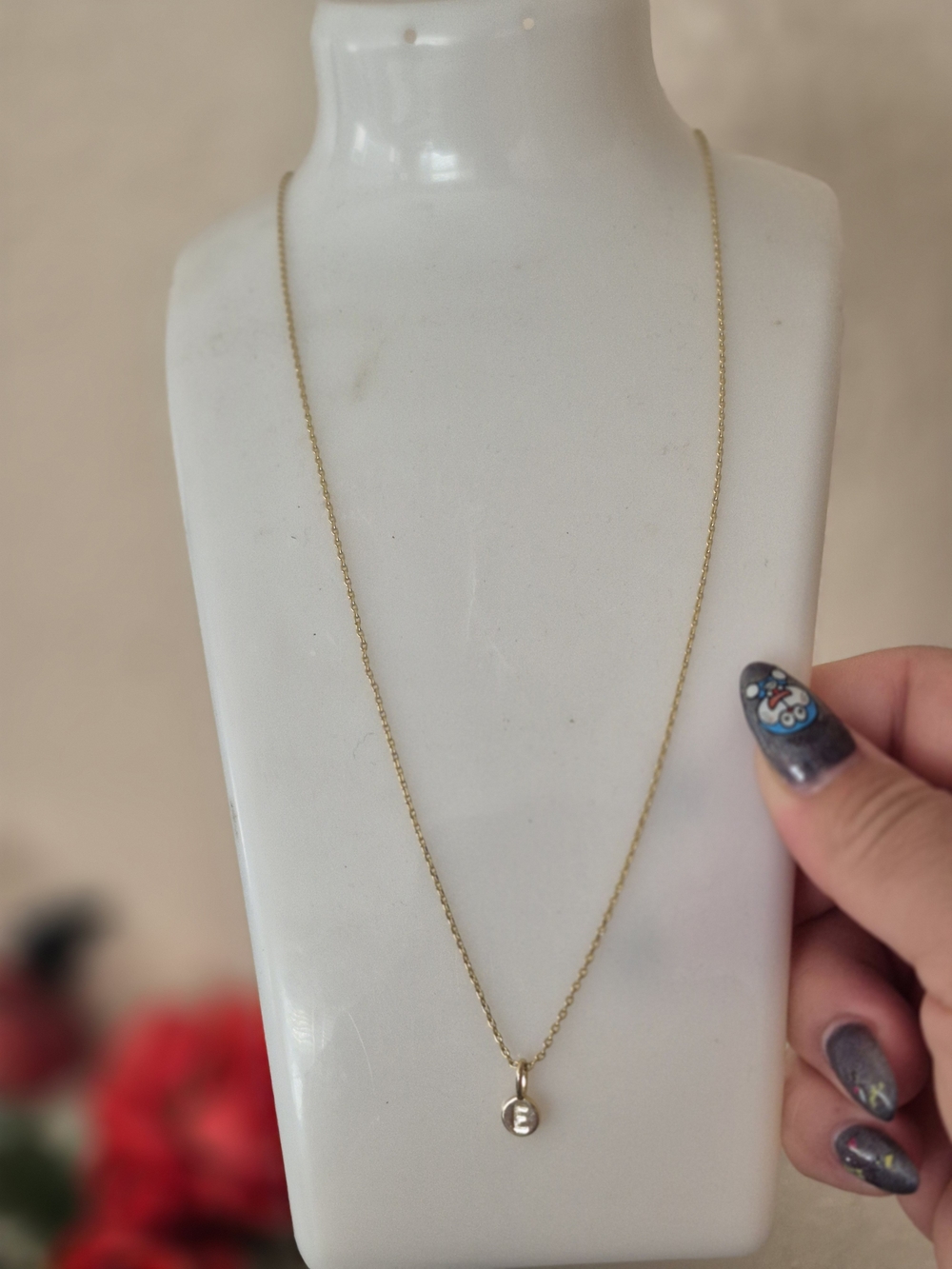 Macy's Gold Initial E Disc Necklace